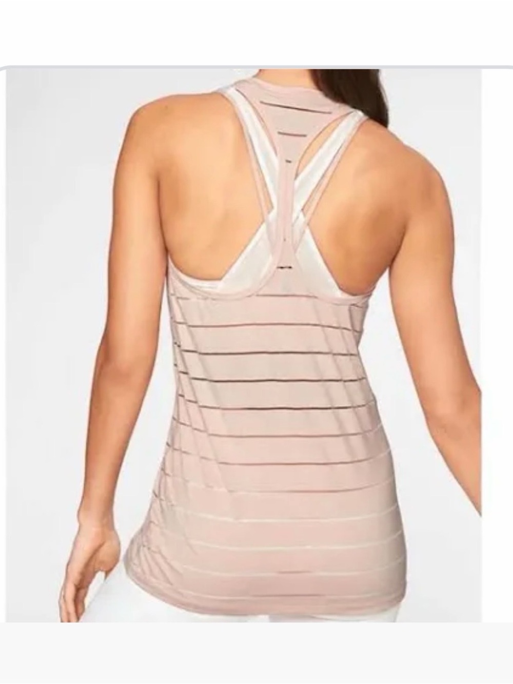 Athleta Blush Pink Striped Chi Racerback Tank